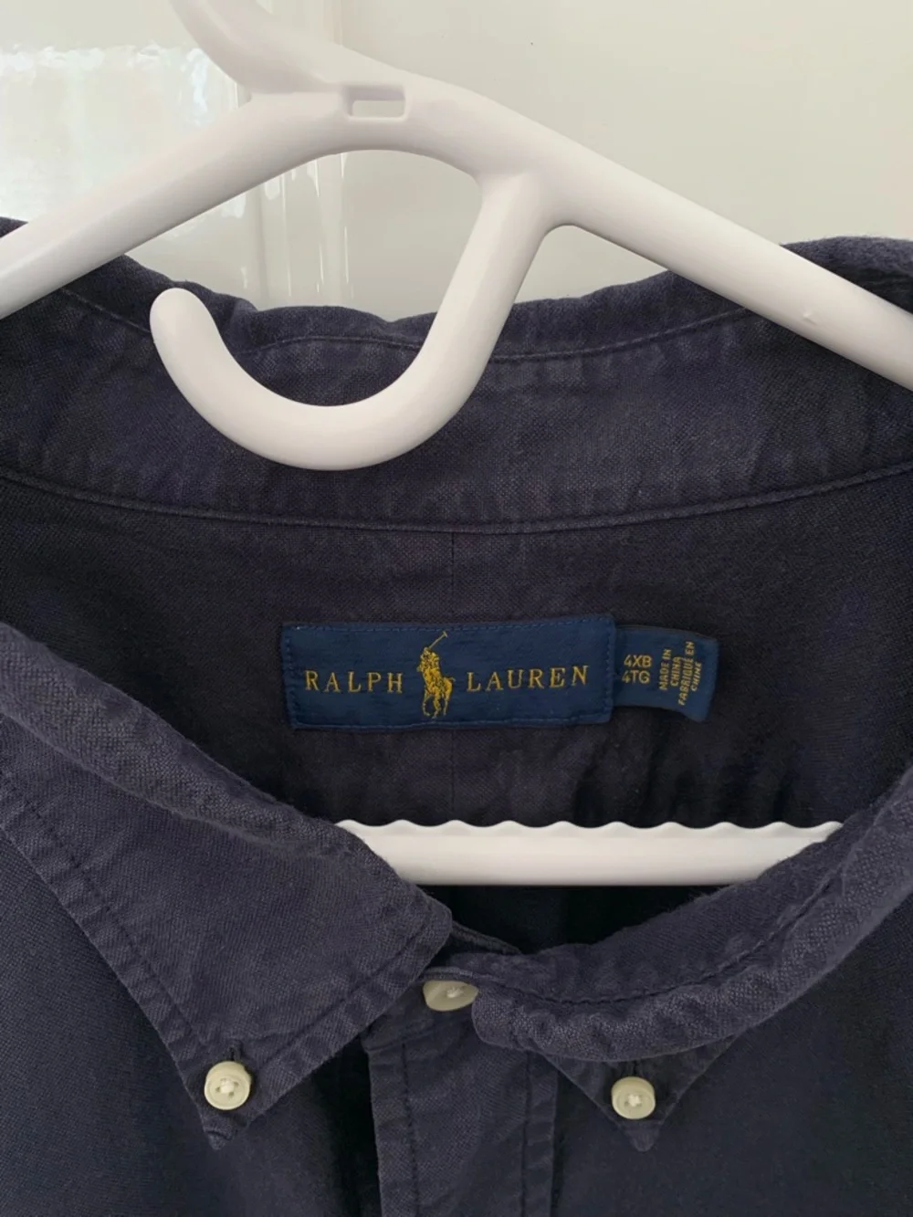 Ralph Lauren 100 % cotton Navy Button-Down long sleeve Shirt with Red Pony Logo - Picture 2 of 8